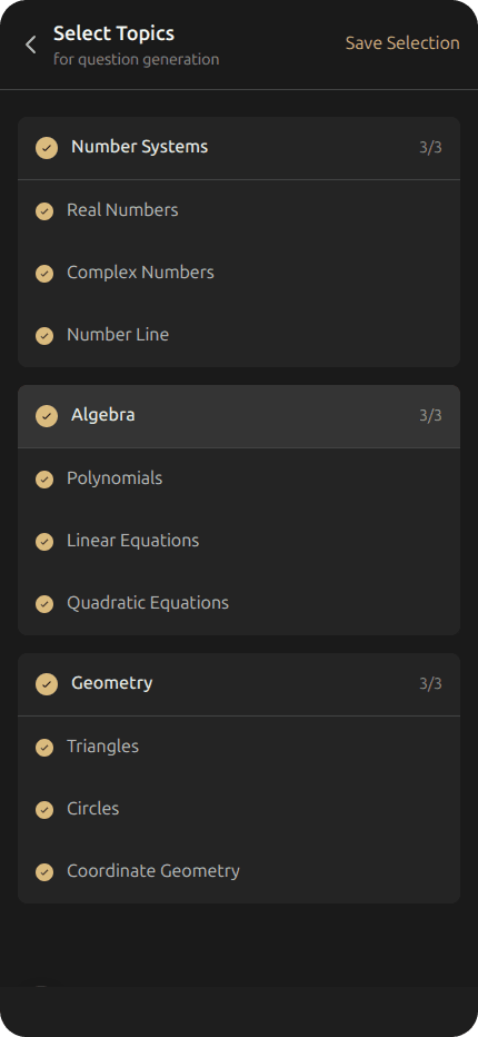 Topic selection from syllabus